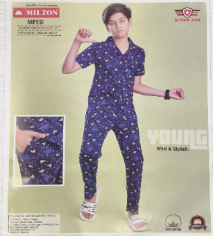 Milton Messi  Boys printed collar pant sets